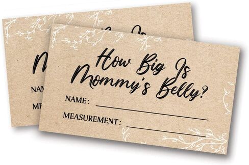 ورق كرافت ما هو حجم بطاقات بطن الأم (مجموعة من 50)، لعبة تخمين حجم بطن الأم، ديكورات حمام الطفل - KA01 in Kuwait