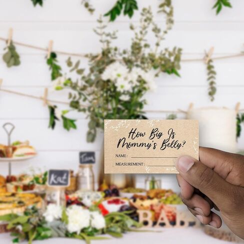 ورق كرافت ما هو حجم بطاقات بطن الأم (مجموعة من 50)، لعبة تخمين حجم بطن الأم، ديكورات حمام الطفل - KA01 in Kuwait