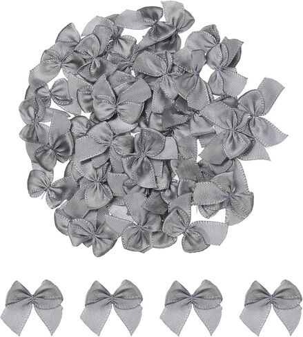 MECCANIXITY 50Pcs Mini Ribbon Bow 1" Mini Fabric Satin Ribbon Flower Bows for Craft DIY Sewing Wedding Birthday Party Pink in Saudi Arabia