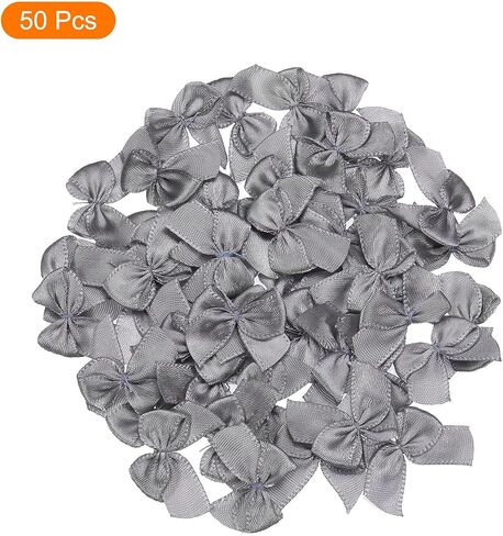 MECCANIXITY 50Pcs Mini Ribbon Bow 1" Mini Fabric Satin Ribbon Flower Bows for Craft DIY Sewing Wedding Birthday Party Pink in Saudi Arabia