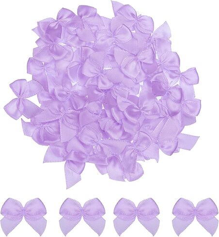 MECCANIXITY 50Pcs Mini Ribbon Bow 1" Mini Fabric Satin Ribbon Flower Bows for Craft DIY Sewing Wedding Birthday Party Pink in Saudi Arabia