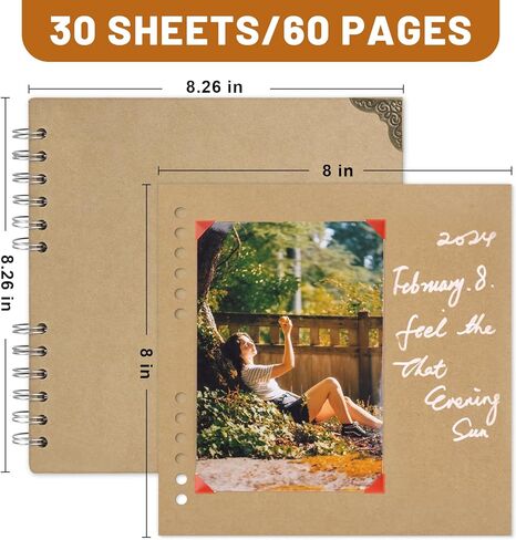 ألبوم صور سجل القصاصات مقاس 8 × 8 بوصة، كتب ذاكرة صغيرة يمكنك صنعها بنفسك مع ورق كرافت سميك للعشاق والأصدقاء والأطفال والذكرى السنوية للزفاف (30 ورقة/60 صفحة) in Kuwait