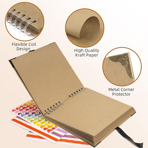 ألبوم صور سجل القصاصات مقاس 8 × 8 بوصة، كتب ذاكرة صغيرة يمكنك صنعها بنفسك مع ورق كرافت سميك للعشاق والأصدقاء والأطفال والذكرى السنوية للزفاف (30 ورقة/60 صفحة) in Kuwait