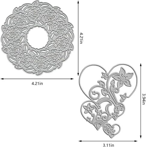 2 PCS Hearts Frame Cutting Dies for Card Making, Hollow Wall Heart Die Cuts Flowers Lace Dies Embossing Template for Scrapbooking DIY Cards Album Crafts Supplies in Saudi Arabia