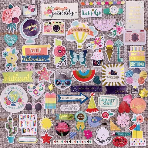 ملصقات سجل القصاصات، 97 قطعة من ملصقات البطاقات ملصقات هدايا الحفلات ملصقات معدنية ملصقات إخفاء لتخصيص دفتر قصاصات الكمبيوتر المحمول والمخطط اليومي والحرف اليدوية in Kuwait