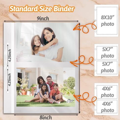 Two-Sided Photo Album Refill Sheets, 11 x 9 inch Photo Album Pages for 3 Ring Binder, Photo Album Self Adhesive Pages, for 2x3 4x6 5x7 8x10 Replacement Photo Album Sheets (25 Sheets/ 50 Pages) in Saudi Arabia