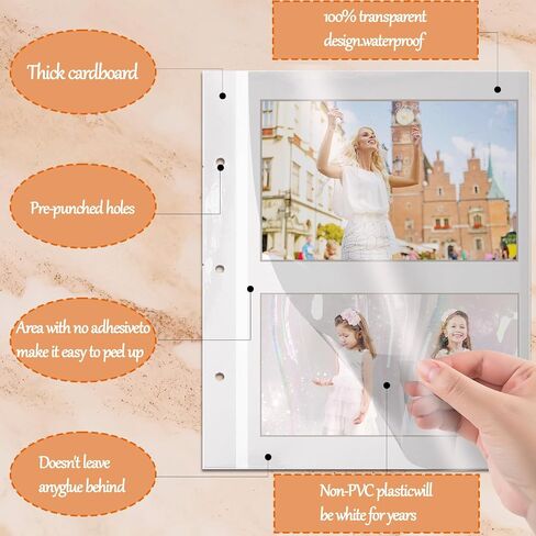 Two-Sided Photo Album Refill Sheets, 11 x 9 inch Photo Album Pages for 3 Ring Binder, Photo Album Self Adhesive Pages, for 2x3 4x6 5x7 8x10 Replacement Photo Album Sheets (25 Sheets/ 50 Pages) in Saudi Arabia
