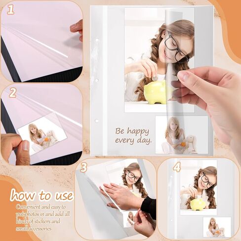 Two-Sided Photo Album Refill Sheets, 11 x 9 inch Photo Album Pages for 3 Ring Binder, Photo Album Self Adhesive Pages, for 2x3 4x6 5x7 8x10 Replacement Photo Album Sheets (25 Sheets/ 50 Pages) in Saudi Arabia