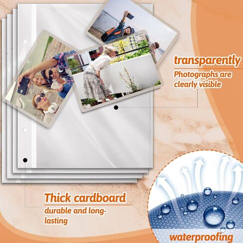 Two-Sided Photo Album Refill Sheets, 11 x 9 inch Photo Album Pages for 3 Ring Binder, Photo Album Self Adhesive Pages, for 2x3 4x6 5x7 8x10 Replacement Photo Album Sheets (25 Sheets/ 50 Pages) in Saudi Arabia
