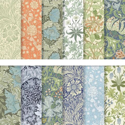 24 Sheets William Morris Pattern Paper Floral Scrapbook Specialty Paper Vintage Double Sided Craft Paper For DIY Card Making Photo Album Decor, 11.8 x 11.8 Inch in Saudi Arabia