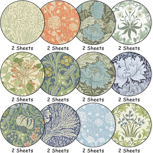 24 Sheets William Morris Pattern Paper Floral Scrapbook Specialty Paper Vintage Double Sided Craft Paper For DIY Card Making Photo Album Decor, 11.8 x 11.8 Inch in Saudi Arabia