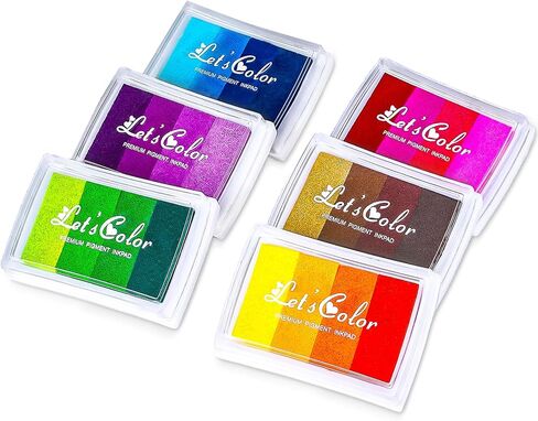 24 لونًا من وسادات الحبر الحرفية للطوابع، وسادات ختم الحبر القابلة للغسل للأطفال، وسادات حبر طباعة الأصابع لصنع البطاقات، والختم، وسجل القصاصات، مجموعة من 6 قطع in Kuwait