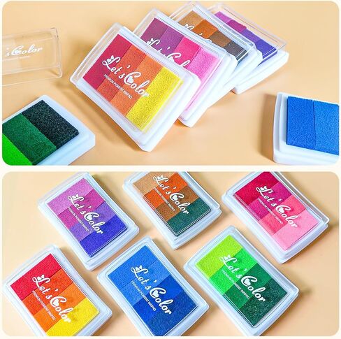 24 لونًا من وسادات الحبر الحرفية للطوابع، وسادات ختم الحبر القابلة للغسل للأطفال، وسادات حبر طباعة الأصابع لصنع البطاقات، والختم، وسجل القصاصات، مجموعة من 6 قطع in Kuwait