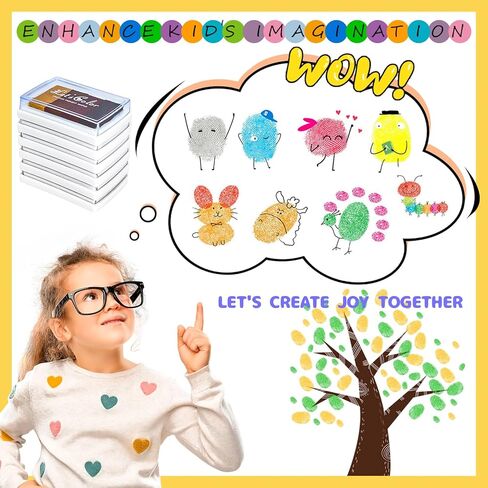 24 لونًا من وسادات الحبر الحرفية للطوابع، وسادات ختم الحبر القابلة للغسل للأطفال، وسادات حبر طباعة الأصابع لصنع البطاقات، والختم، وسجل القصاصات، مجموعة من 6 قطع in Kuwait