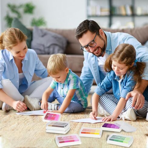 24 لونًا من وسادات الحبر الحرفية للطوابع، وسادات ختم الحبر القابلة للغسل للأطفال، وسادات حبر طباعة الأصابع لصنع البطاقات، والختم، وسجل القصاصات، مجموعة من 6 قطع in Kuwait