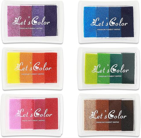 24 Colors Stamp Ink Pads 6Pcs Washable Craft Ink Pads Finger Print Scrapbook Fingerprints Ink Pads Rainbow Finger Inkpad Fit Card Making, Stamping, Scrapbooking, Paper, DIY in Saudi Arabia