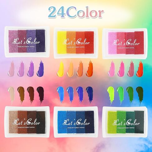 24 Colors Stamp Ink Pads 6Pcs Washable Craft Ink Pads Finger Print Scrapbook Fingerprints Ink Pads Rainbow Finger Inkpad Fit Card Making, Stamping, Scrapbooking, Paper, DIY in Saudi Arabia