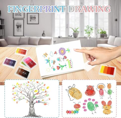 24 Colors Stamp Ink Pads 6Pcs Washable Craft Ink Pads Finger Print Scrapbook Fingerprints Ink Pads Rainbow Finger Inkpad Fit Card Making, Stamping, Scrapbooking, Paper, DIY in Saudi Arabia