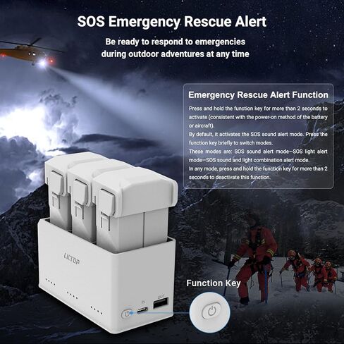 شاحن بطارية لبطاريات DJI Mini 3 Pro/Mini 4 Pro بدون طيار RC RC-N1 RC-N2 وحدة التحكم عن بعد، محور شحن سريع ثنائي الاتجاه Mini 4 Pro/Mini 3 Pro مع 5 مستويات من ضوء LED ووضع الطوارئ SOS in Kuwait