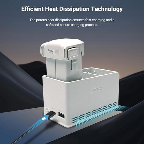 شاحن بطارية لبطاريات DJI Mini 3 Pro/Mini 4 Pro بدون طيار RC RC-N1 RC-N2 وحدة التحكم عن بعد، محور شحن سريع ثنائي الاتجاه Mini 4 Pro/Mini 3 Pro مع 5 مستويات من ضوء LED ووضع الطوارئ SOS in Kuwait