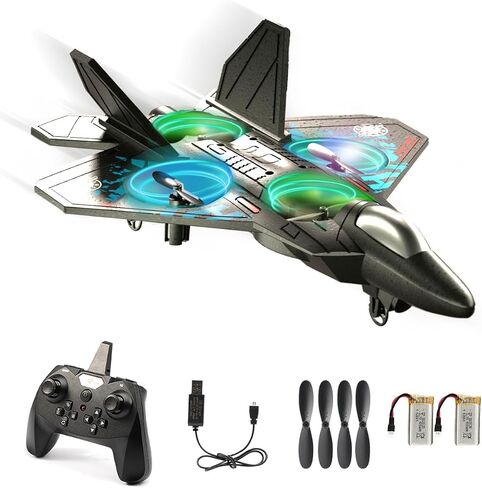 RC Plane Drone Helicopter Quadcopter, RTF 2.4GHz 6-axis Gyro Remote Control Airplane RC Jet Fighter Easy to Fly RC Glider Toys for Adult Kids (Blue) in Saudi Arabia