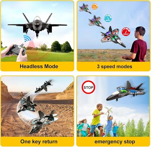RC Plane Drone Helicopter Quadcopter, RTF 2.4GHz 6-axis Gyro Remote Control Airplane RC Jet Fighter Easy to Fly RC Glider Toys for Adult Kids (Blue) in Saudi Arabia