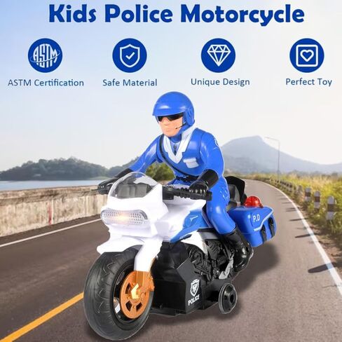 Liberty Imports RC Police Patrol Motorcycle with 360 Degree Rotation - 2CH Remote Control Cop Motor Bike for Kids, Toddlers in Saudi Arabia