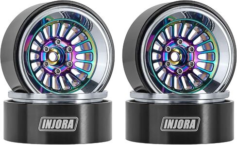 INJORA 1.3" Beadlock Wheel - CNC Aluminium Rim for TRX4M SCX24 1/24 1/18 RC Crawler Car Upgrade(Rainbow All) in Saudi Arabia