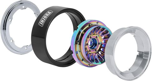 INJORA 1.3" Beadlock Wheel - CNC Aluminium Rim for TRX4M SCX24 1/24 1/18 RC Crawler Car Upgrade(Rainbow All) in Saudi Arabia