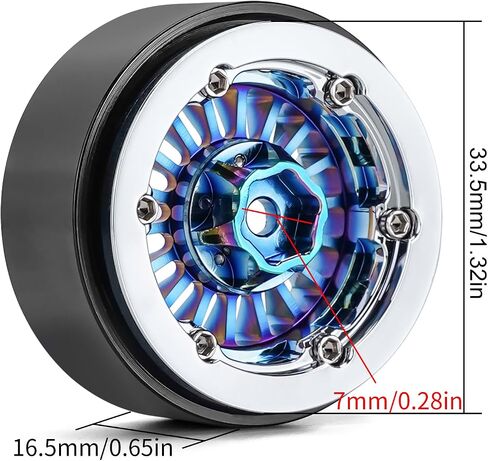 INJORA 1.3" Beadlock Wheel - CNC Aluminium Rim for TRX4M SCX24 1/24 1/18 RC Crawler Car Upgrade(Rainbow All) in Saudi Arabia