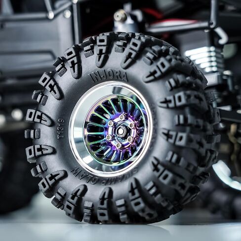 INJORA 1.3" Beadlock Wheel - CNC Aluminium Rim for TRX4M SCX24 1/24 1/18 RC Crawler Car Upgrade(Rainbow All) in Saudi Arabia
