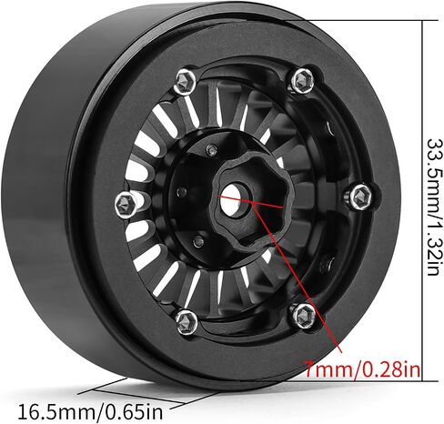 INJORA 1.3" Beadlock Wheel - CNC Aluminium Rim for TRX4M SCX24 1/24 1/18 RC Crawler Car Upgrade(Rainbow All) in Saudi Arabia
