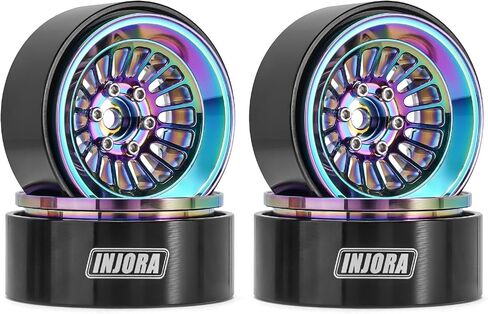 INJORA 1.3" Beadlock Wheel - CNC Aluminium Rim for TRX4M SCX24 1/24 1/18 RC Crawler Car Upgrade(Rainbow All) in Saudi Arabia