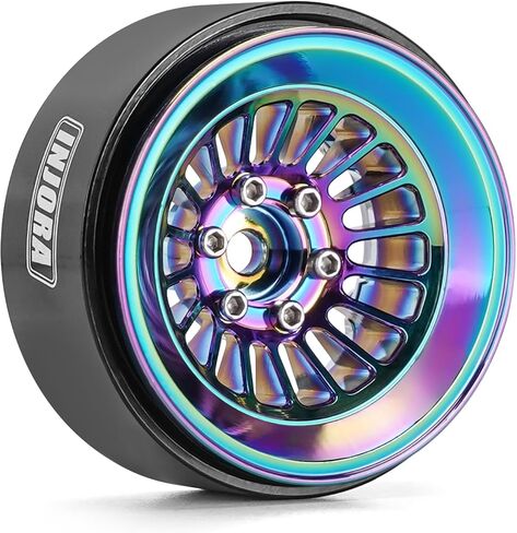 INJORA 1.3" Beadlock Wheel - CNC Aluminium Rim for TRX4M SCX24 1/24 1/18 RC Crawler Car Upgrade(Rainbow All) in Saudi Arabia