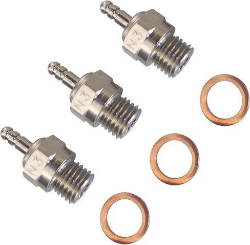 3-Pack Hot Spark Glow Plug N3 No.3 70117 Compatible with Kyosho HSP HPI Redcat 1/8 1/10 RC Nitro Engines Car Truck Buggy (N3 No.3) in Saudi Arabia