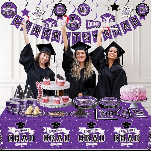 DAZONGE Graduation Decorations Class of 2024 Orange, Disposable Graduation Party Supplies for 50 Guests, 2024 Graduation Party Decorations Tableware Set, Congrats Grad Banner and Hanging Swirls in Kuwait