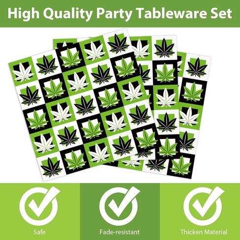 gisgfim 96 Pcs Weed Themed Party Plates and Napkins Party Supplies Green Pot Leaves Birthday Party Tableware Set Weed Party Decorations Favors for Adults Birthday for 24 Guests in Saudi Arabia
