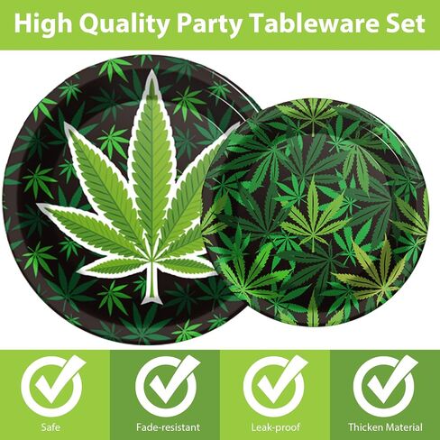 gisgfim 96 Pcs Weed Themed Party Plates and Napkins Party Supplies Green Pot Leaves Birthday Party Tableware Set Weed Party Decorations Favors for Adults Birthday for 24 Guests in Saudi Arabia
