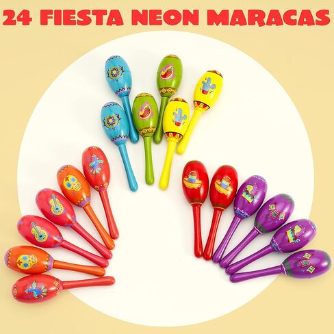 JOYIN 24 Pcs Cinco De Mayo Mini Wooden Maracas Musical Fun Party Favors for Birthday Party Favors, Mexican Fiesta Decorations, Luau Photo Props, Carnivals Event, Taco Tuesday in Saudi Arabia