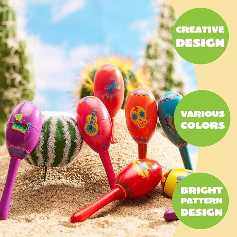 JOYIN 24 Pcs Cinco De Mayo Mini Wooden Maracas Musical Fun Party Favors for Birthday Party Favors, Mexican Fiesta Decorations, Luau Photo Props, Carnivals Event, Taco Tuesday in Saudi Arabia