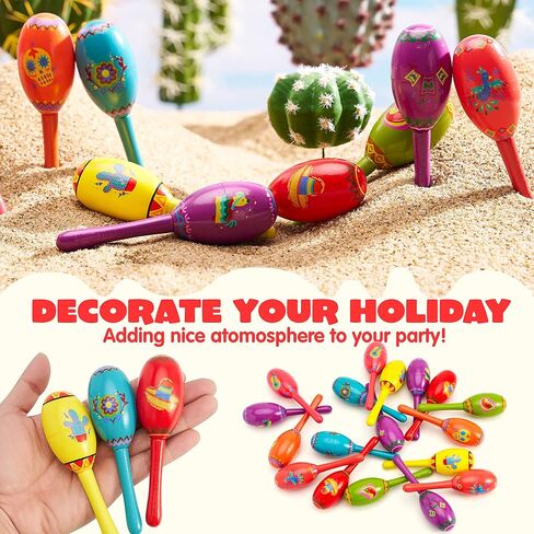 JOYIN 24 Pcs Cinco De Mayo Mini Wooden Maracas Musical Fun Party Favors for Birthday Party Favors, Mexican Fiesta Decorations, Luau Photo Props, Carnivals Event, Taco Tuesday in Saudi Arabia