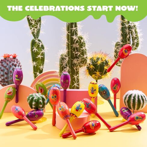 JOYIN 24 Pcs Cinco De Mayo Mini Wooden Maracas Musical Fun Party Favors for Birthday Party Favors, Mexican Fiesta Decorations, Luau Photo Props, Carnivals Event, Taco Tuesday in Saudi Arabia