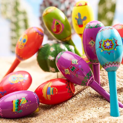 JOYIN 24 Pcs Cinco De Mayo Mini Wooden Maracas Musical Fun Party Favors for Birthday Party Favors, Mexican Fiesta Decorations, Luau Photo Props, Carnivals Event, Taco Tuesday in Saudi Arabia