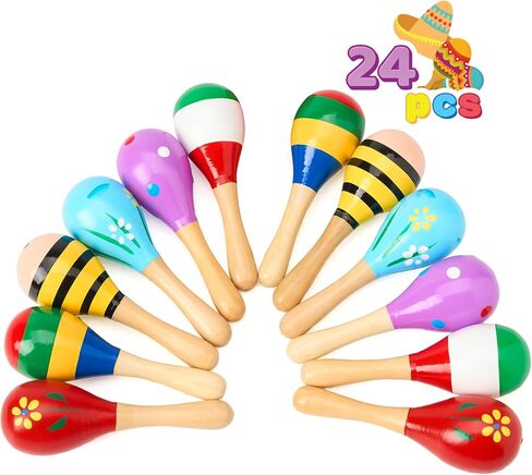 JOYIN 24 Pcs Cinco De Mayo Mini Wooden Maracas Musical Fun Party Favors for Birthday Party Favors, Mexican Fiesta Decorations, Luau Photo Props, Carnivals Event, Taco Tuesday in Saudi Arabia