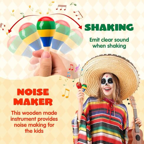 JOYIN 24 Pcs Cinco De Mayo Mini Wooden Maracas Musical Fun Party Favors for Birthday Party Favors, Mexican Fiesta Decorations, Luau Photo Props, Carnivals Event, Taco Tuesday in Saudi Arabia