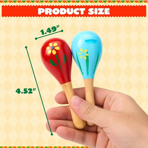 JOYIN 24 Pcs Cinco De Mayo Mini Wooden Maracas Musical Fun Party Favors for Birthday Party Favors, Mexican Fiesta Decorations, Luau Photo Props, Carnivals Event, Taco Tuesday in Saudi Arabia
