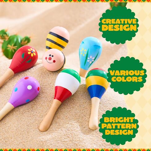JOYIN 24 Pcs Cinco De Mayo Mini Wooden Maracas Musical Fun Party Favors for Birthday Party Favors, Mexican Fiesta Decorations, Luau Photo Props, Carnivals Event, Taco Tuesday in Saudi Arabia