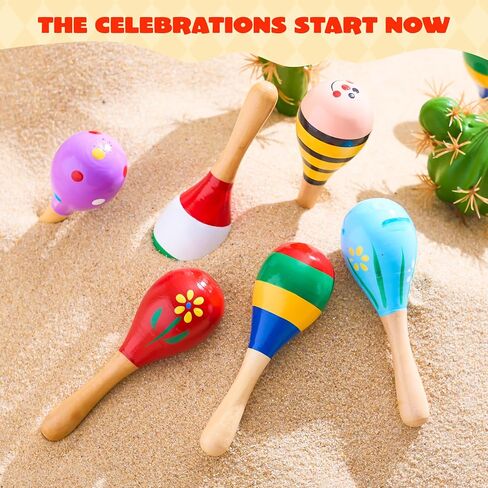 JOYIN 24 Pcs Cinco De Mayo Mini Wooden Maracas Musical Fun Party Favors for Birthday Party Favors, Mexican Fiesta Decorations, Luau Photo Props, Carnivals Event, Taco Tuesday in Saudi Arabia