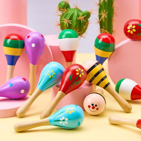 JOYIN 24 Pcs Cinco De Mayo Mini Wooden Maracas Musical Fun Party Favors for Birthday Party Favors, Mexican Fiesta Decorations, Luau Photo Props, Carnivals Event, Taco Tuesday in Saudi Arabia