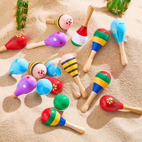 JOYIN 24 Pcs Cinco De Mayo Mini Wooden Maracas Musical Fun Party Favors for Birthday Party Favors, Mexican Fiesta Decorations, Luau Photo Props, Carnivals Event, Taco Tuesday in Saudi Arabia